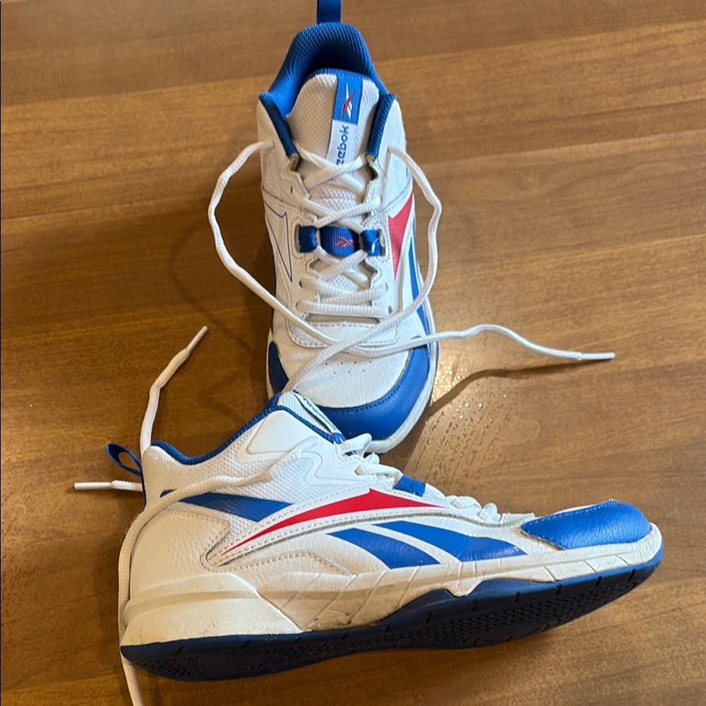 Reebok Classic White and Blue Athletic Shoes